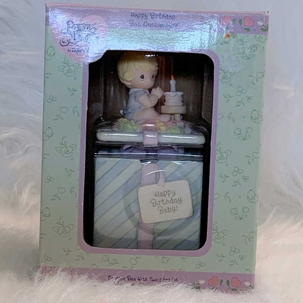 Precious Moments - Happy Birthday Baby double sided lid trinket box